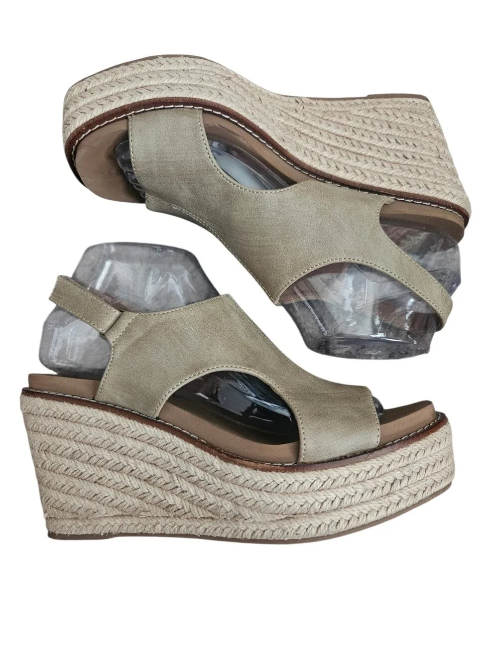Corkys Freddie Wedge Sandals Taupe Sz 8 Summer Resort Vacation